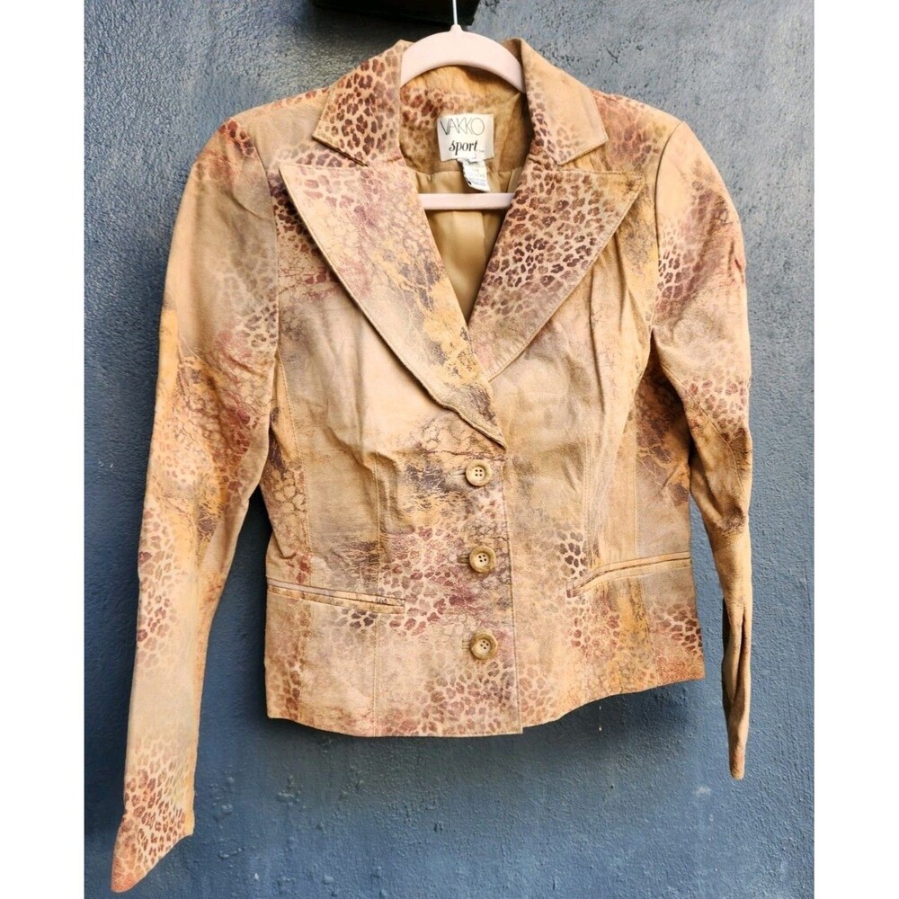Leopard Animal Print Cheetah 100% Leather Jacket Mob Wife Biker Vakko Sport 4